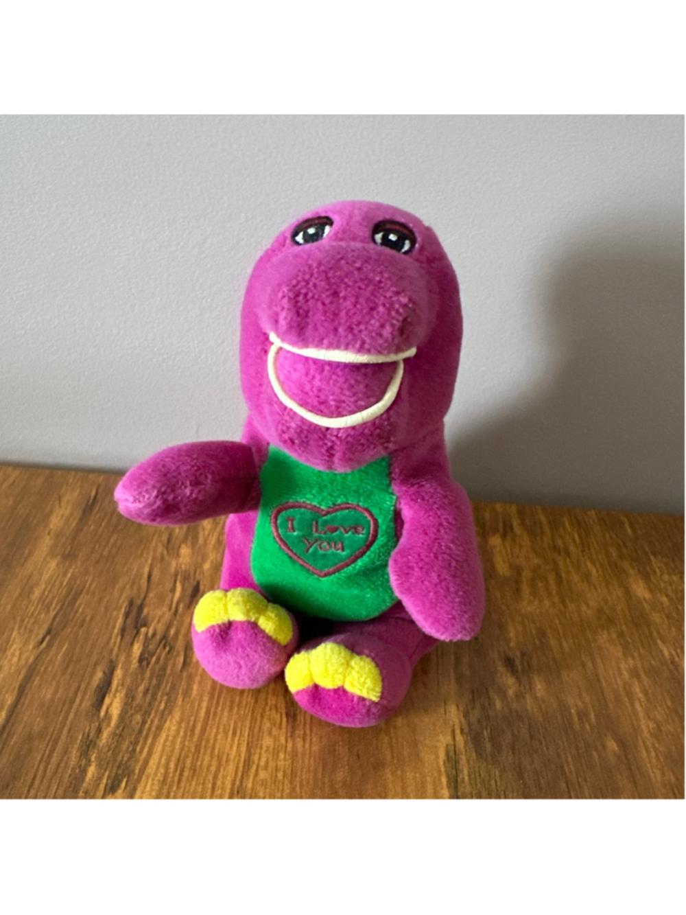 Vintage Barney Plush 7" Purple Green I Love You Dinosaur Lyons Partnership
